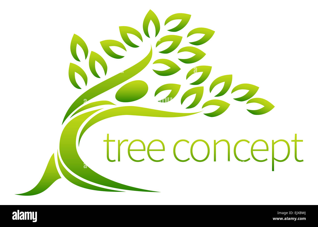 Tree person symbol concept of a stylised tree in the shape of a human figure with leaves, lends itself to being used with text Stock Photo