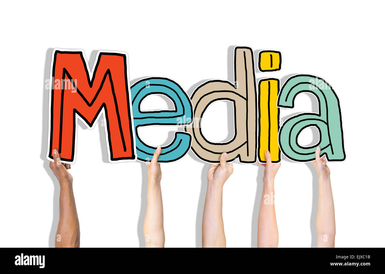 Group of Hands Holding Letter Media Stock Photo - Alamy