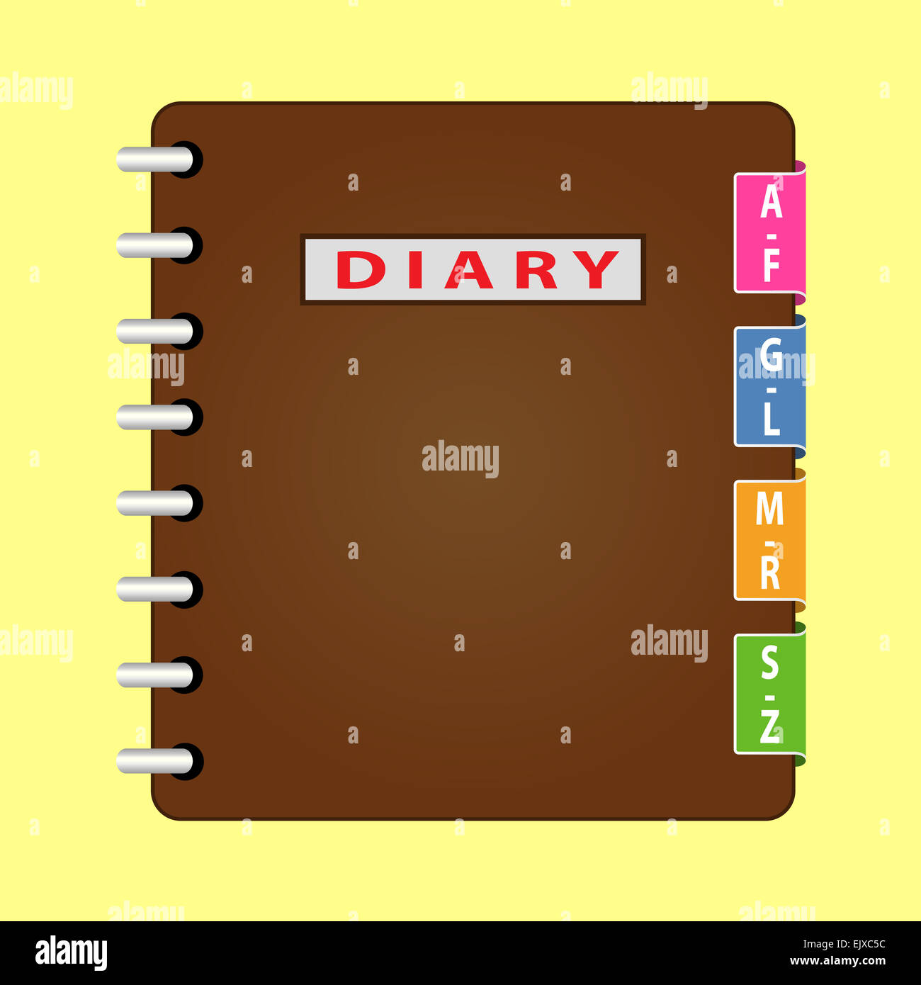Personal organizer. Diary with brown cover. Vector Stock Photo Alamy