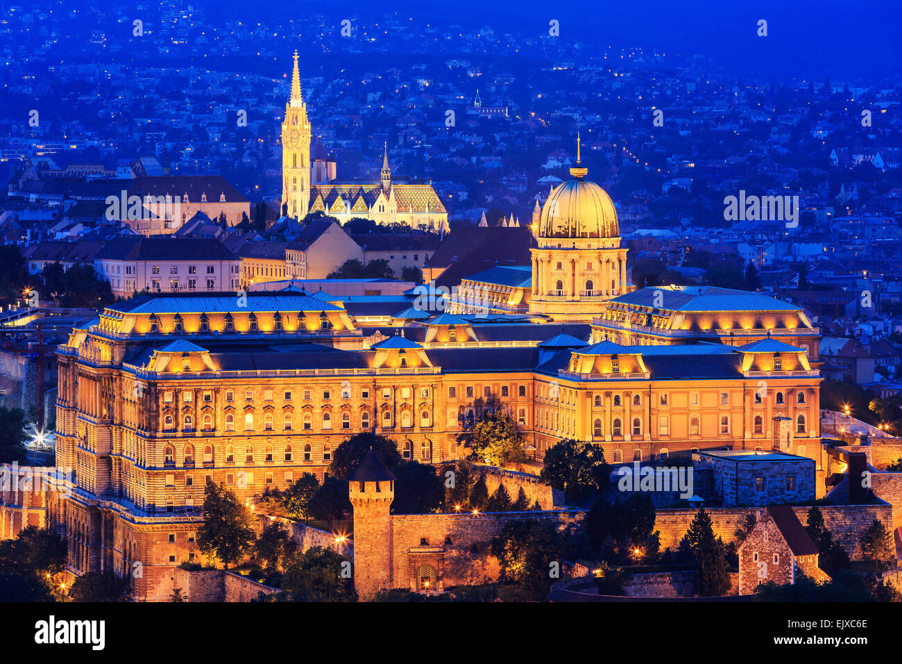 Royal Palace of Buda and Matthias church. Budapest, Hungary Stock Photo