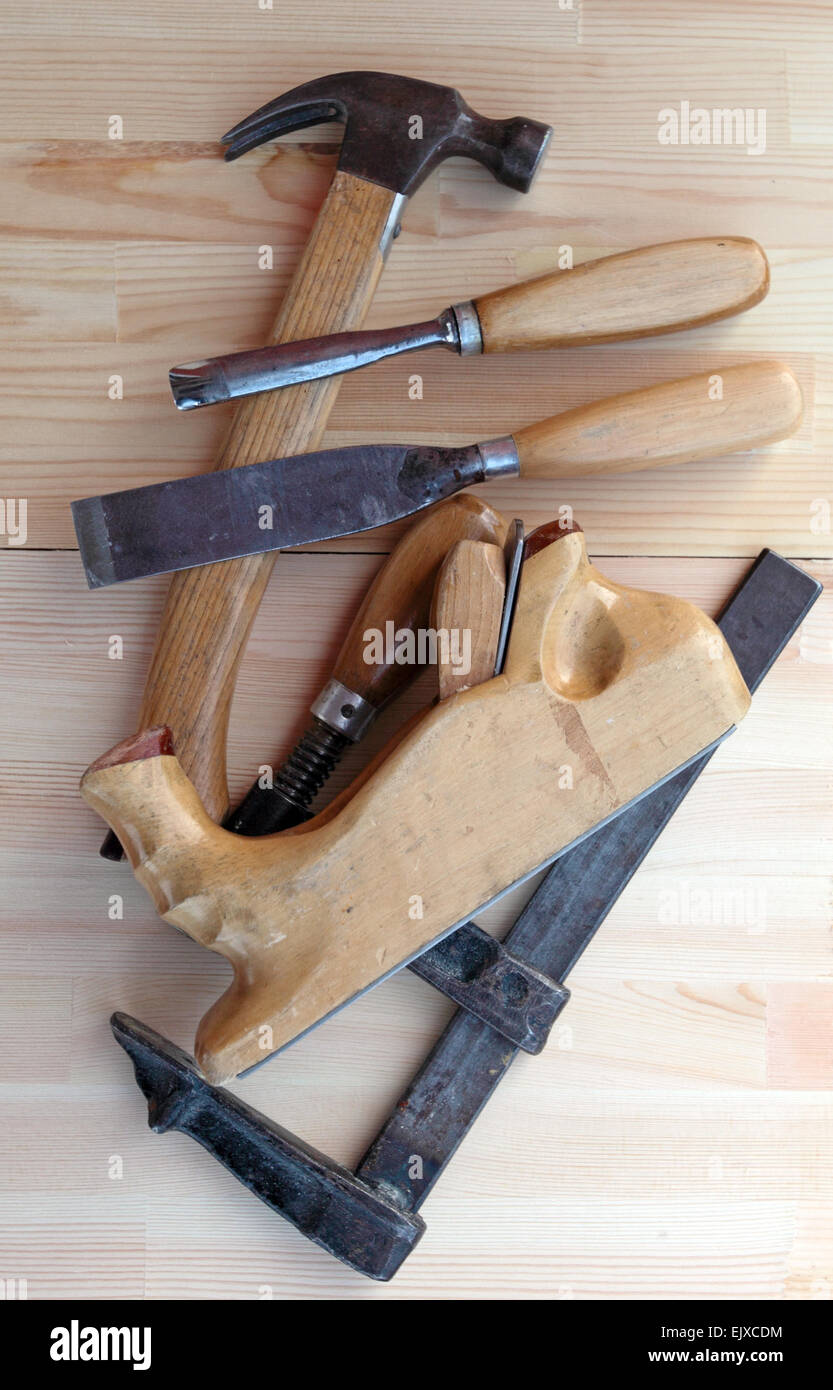 Carpenter tools axe chisel woodworking hi-res stock photography and images  - Alamy