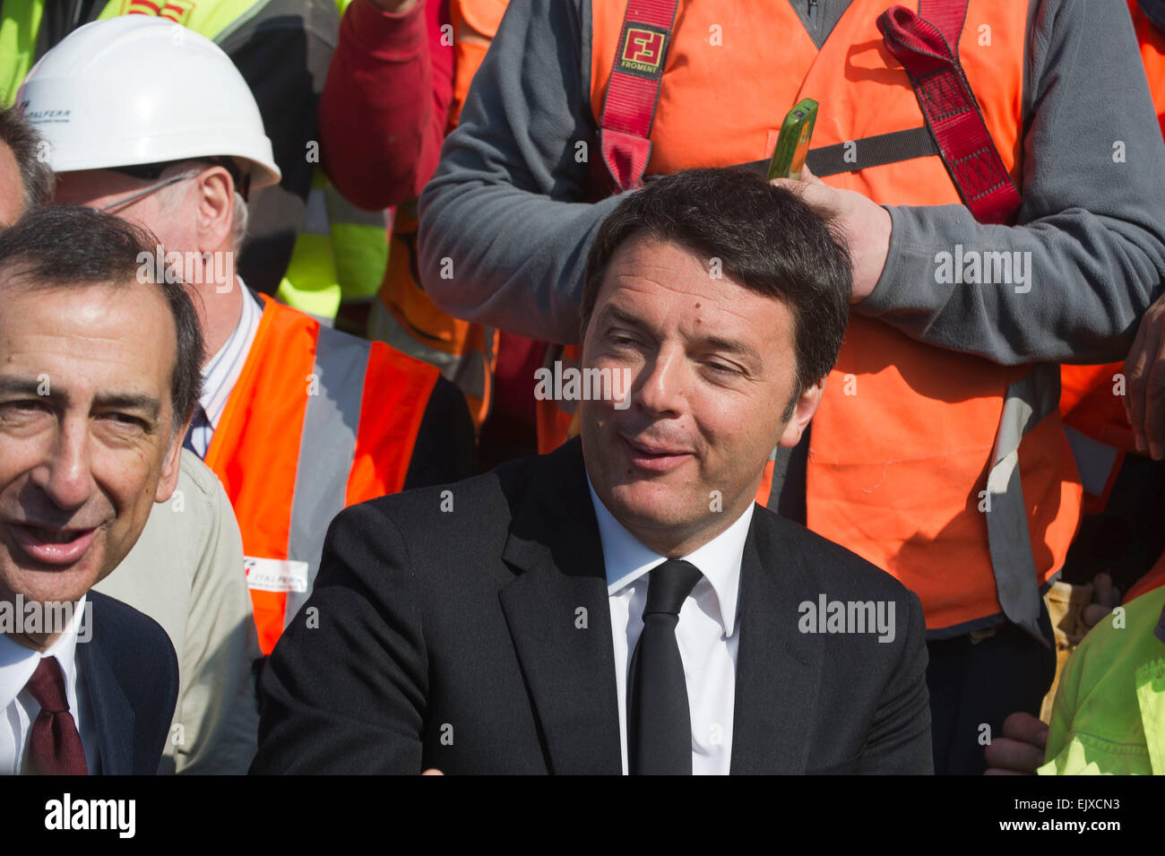 Italy. Lombardy. Rho Pero. Prime Minister Matteo Renzi AD Expo 2015 Giuseppe Sala Minister Maurizio Martina Stock Photo