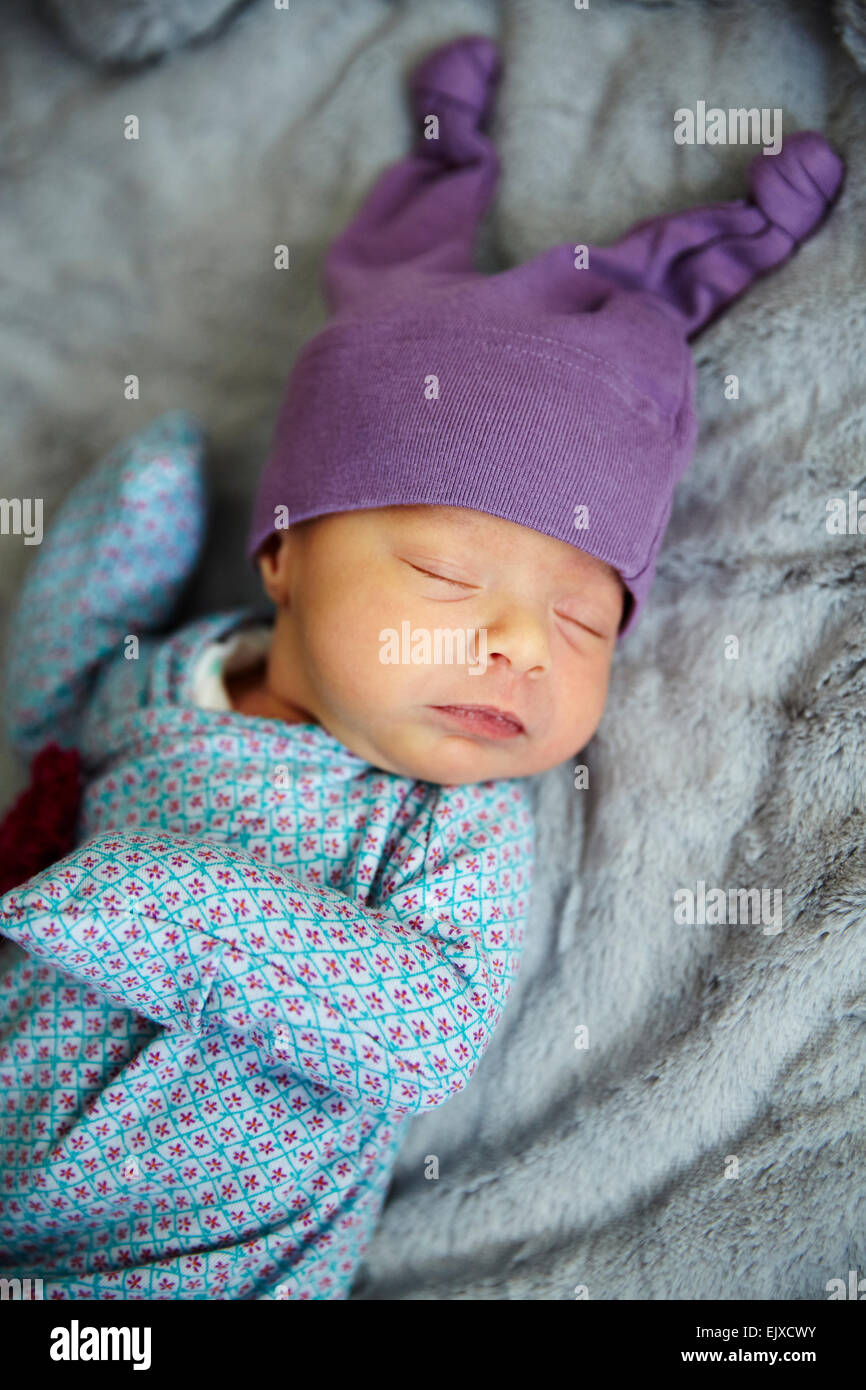 Baby Girl Sleeping Stock Photo