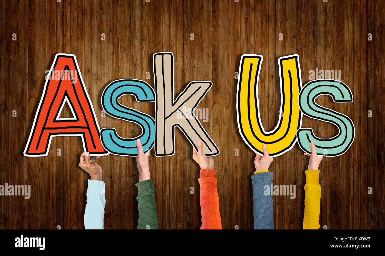 Ask Us Concepts Isolated on Background Stock Photo