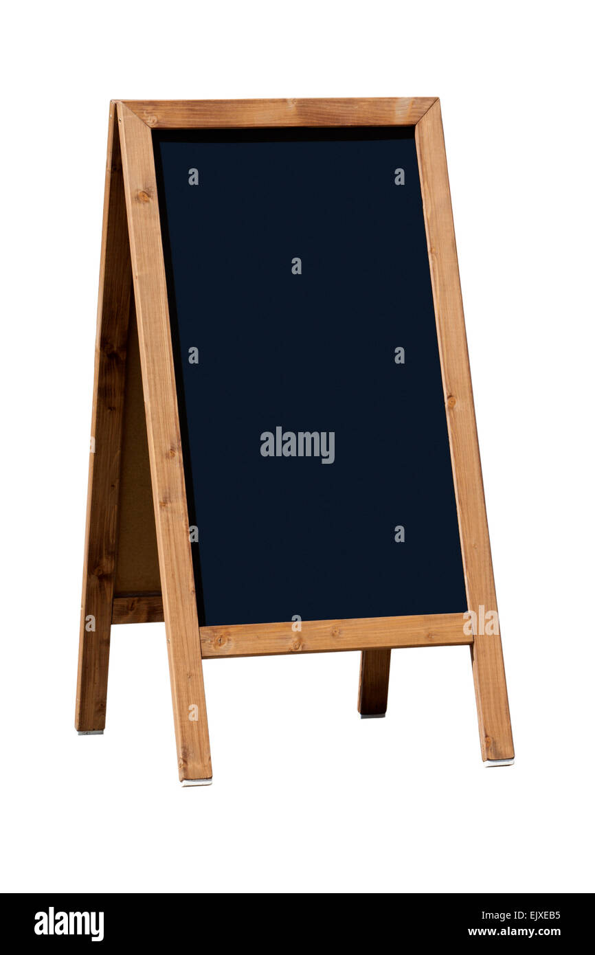 Blank A-Frame blackboard on white background isolated with clipping path Stock Photo