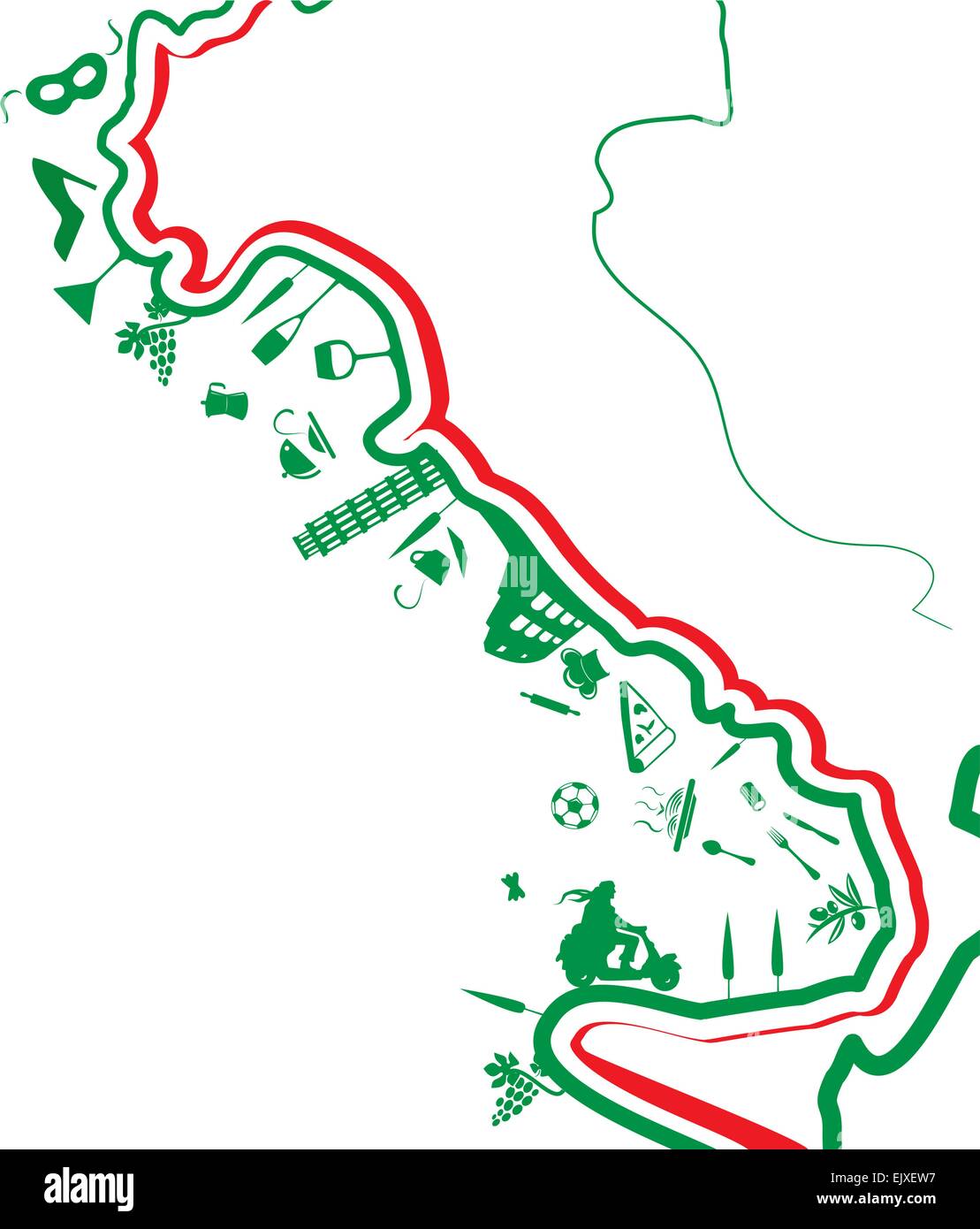 italian map whit symbol on white background Stock Vector