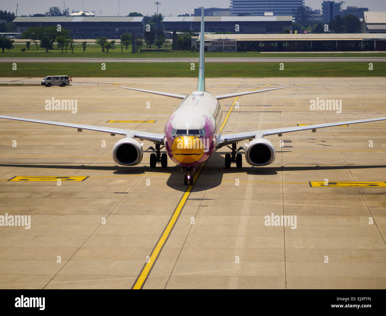 Bangkok, Thailand. 2nd Apr, 2015. A NOK Airlines Boeing 737 taxis to a gate at Don Mueang Airport in Bangkok. The International Civil Aviation Organization (ICAO), a United Nations agency, issued a report critical of record keeping and maintenance reports for Thailand's civil aviation industry, including most Thai air carriers. The ICAO report allegedly showed that the Thai Department of Civial Aviation (DCA) was able to meet only 21 out of 100 ICAO requisites. Credit:  ZUMA Press, Inc./Alamy Live News Stock Photo