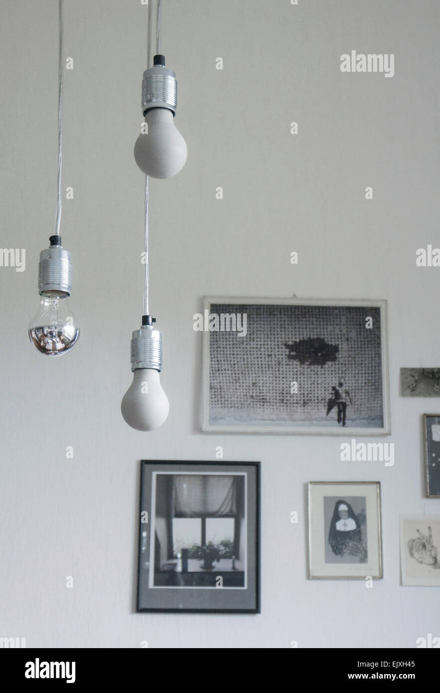 Self-made lightbulbs made of concrete Stock Photo