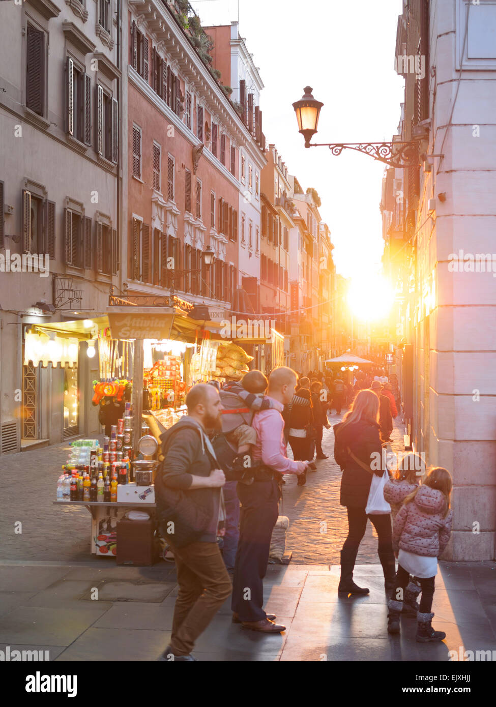 Italy, Rome, People at Via Frattina Stock Photo