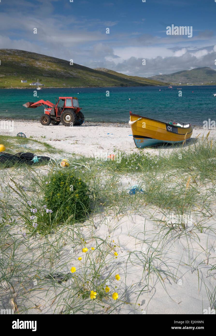 beach scene on vatersay barra outer hebrides Stock Photo