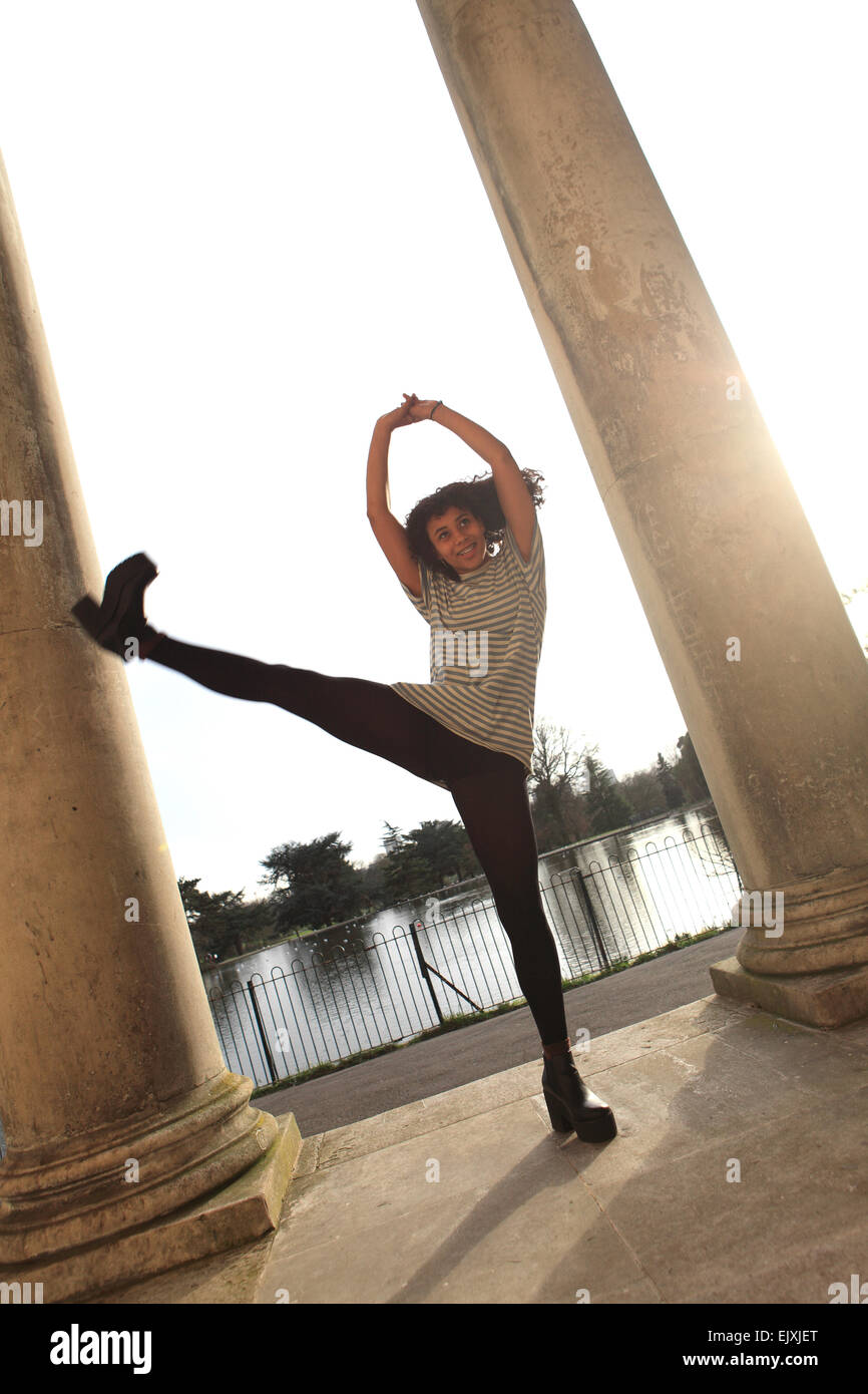 united kingdom west london gunnersbury park mixed race teenager modelling Stock Photo