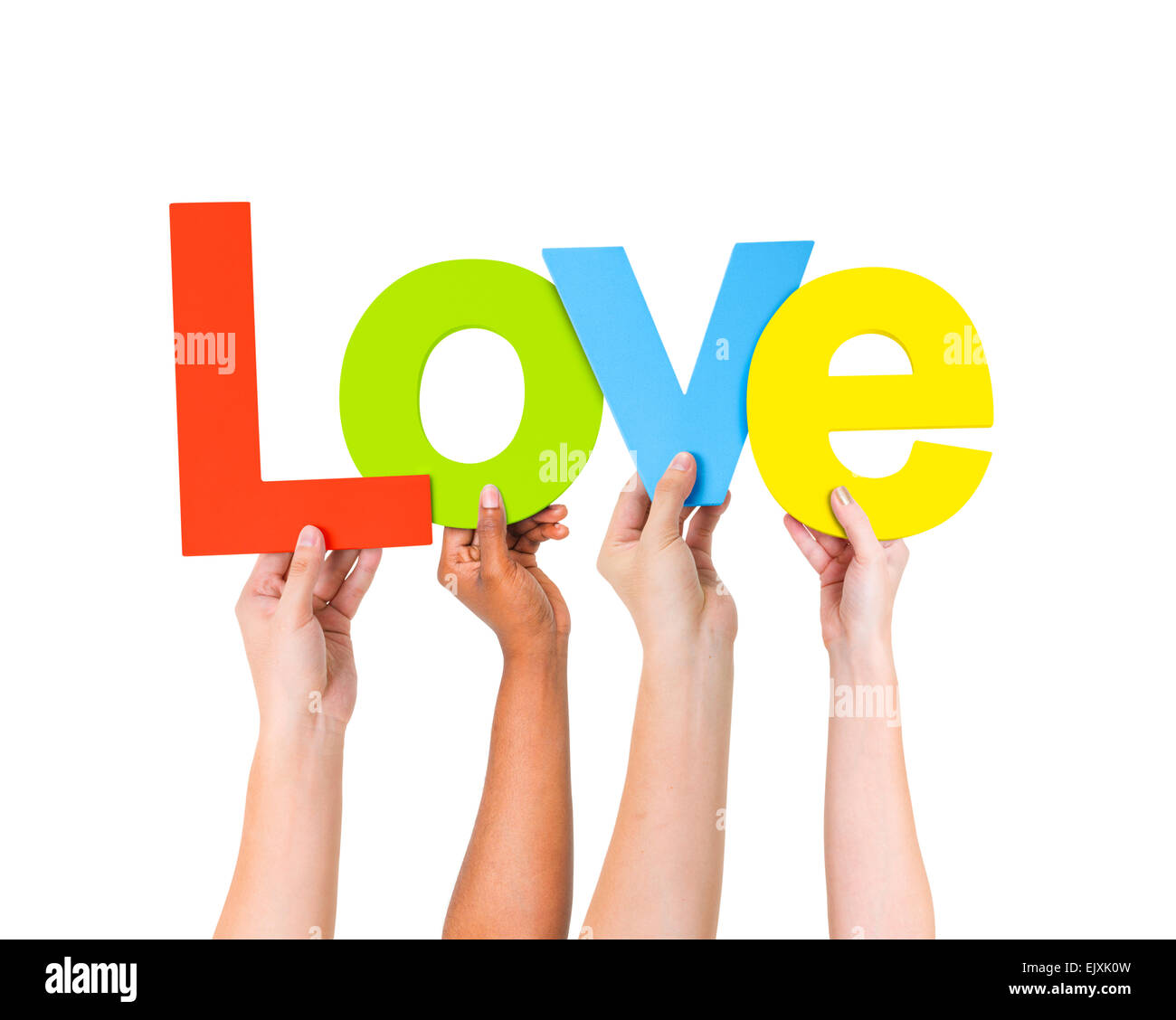 Multi-Ethnic Group Of People Holding The Word Love Stock Photo - Alamy