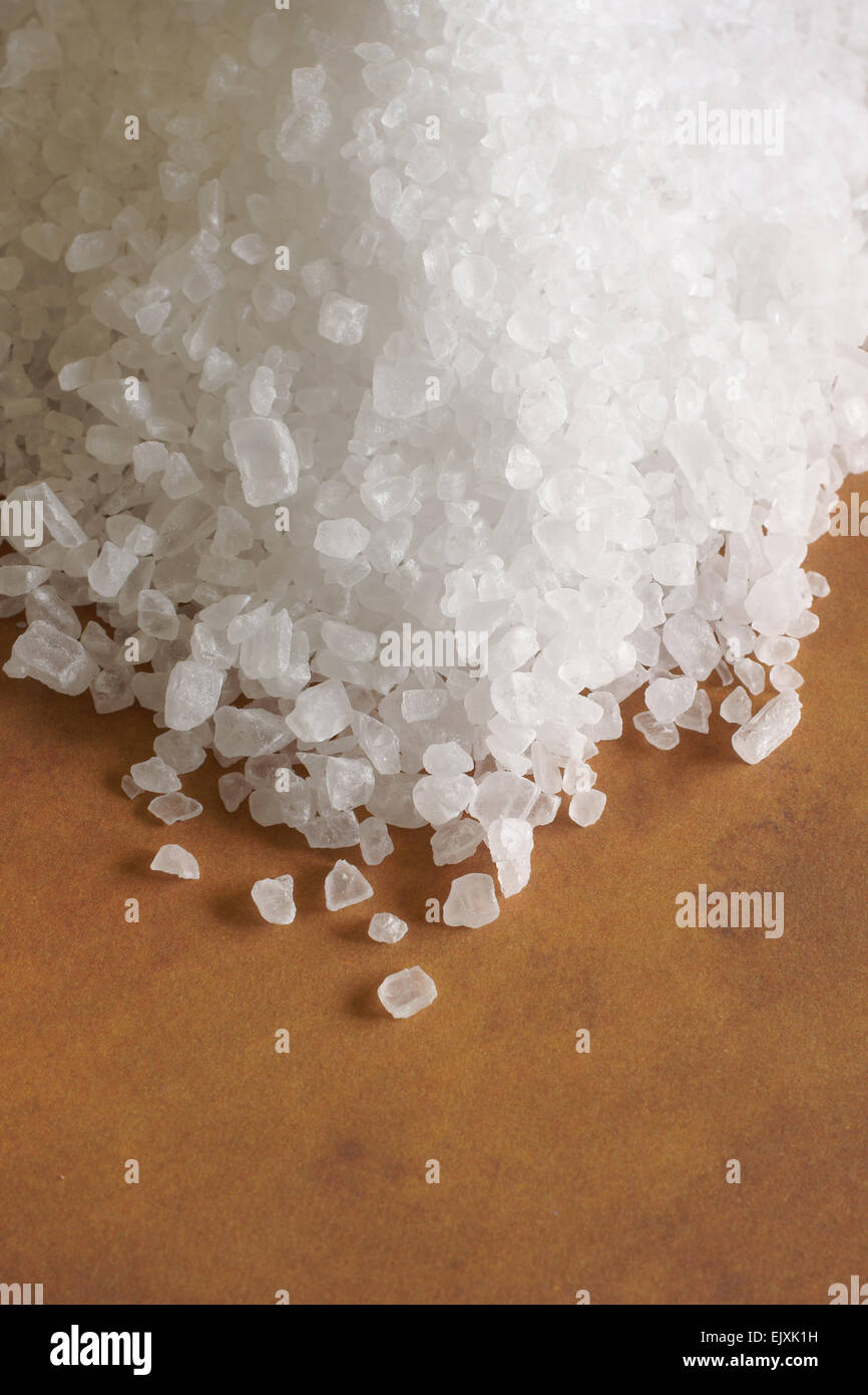 Sea salt made from the evaporation of seawater also called bay salt or  solar salt Stock Photo - Alamy
