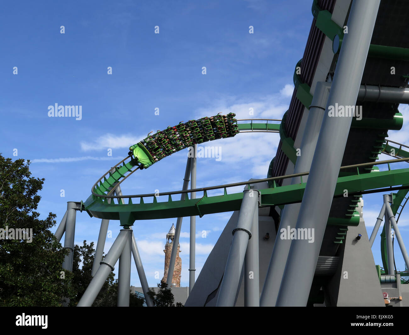 Roller Coaster with blue sky background Stock Photo - Alamy