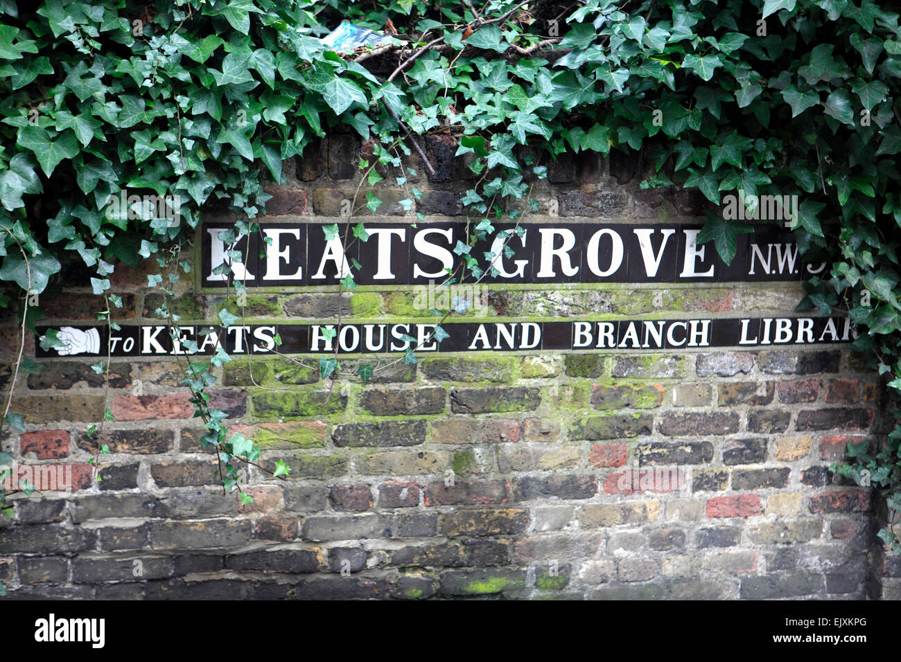 united kingdom london hampstead keats grove road sign Stock Photo