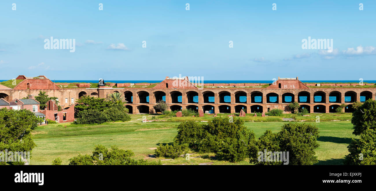 Panorama view of Fort Jefferson National park - showing the interior area and the fort walls Stock Photo