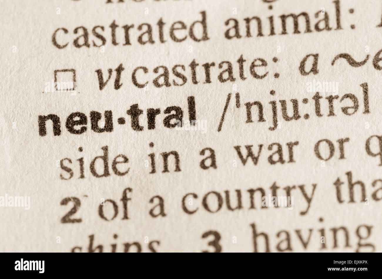 Definition of word neutral in dictionary Stock Photo