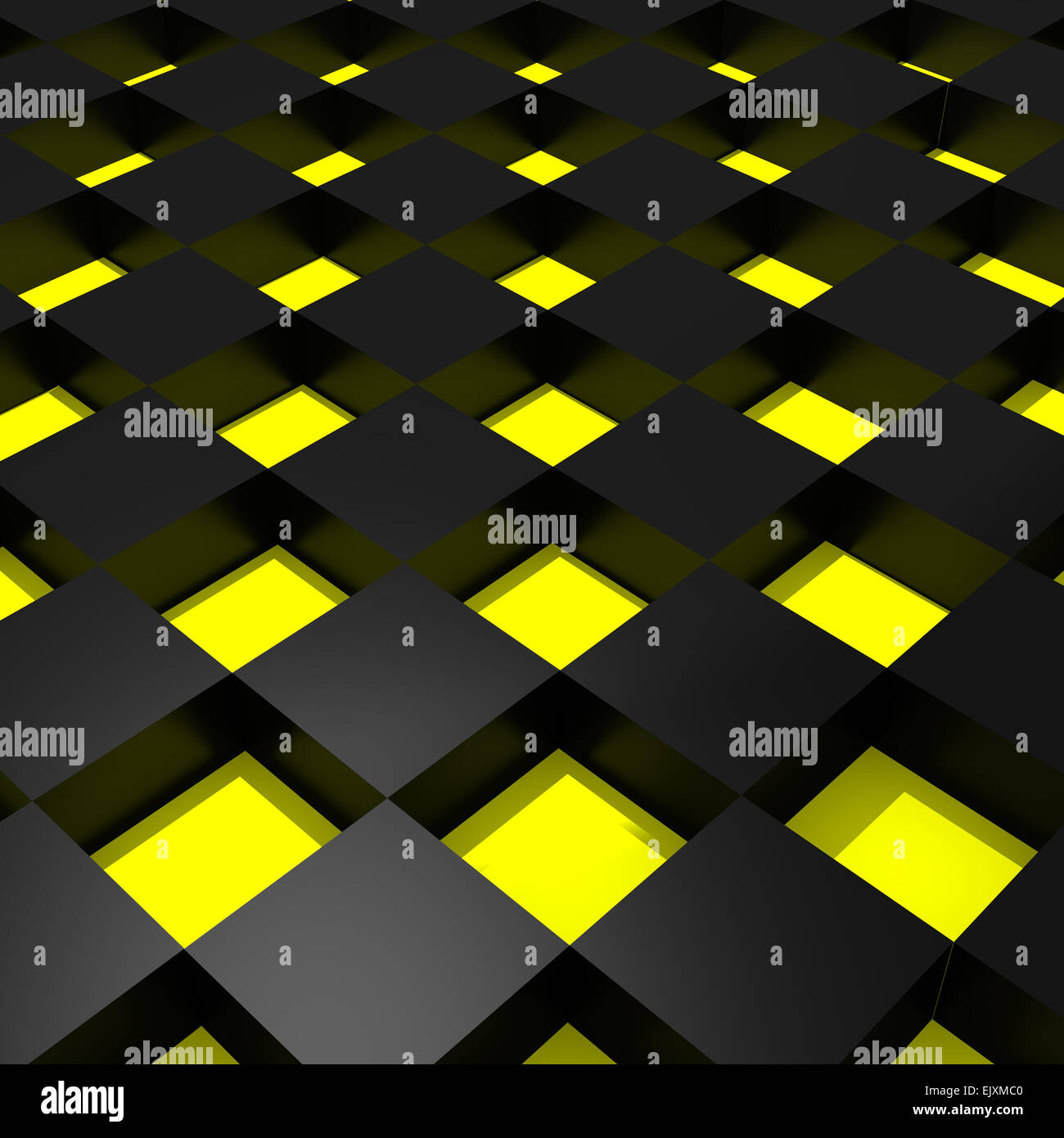 3d rendering of a background with yellow and black cubes Stock Photo ...