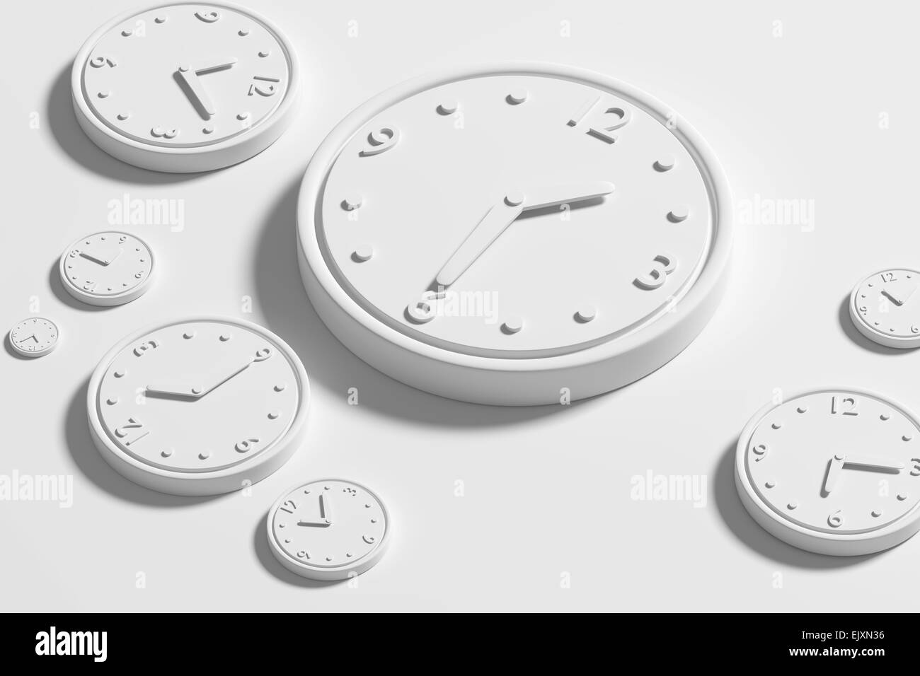 3d rendering of an some clocks on a white background Stock Photo Alamy