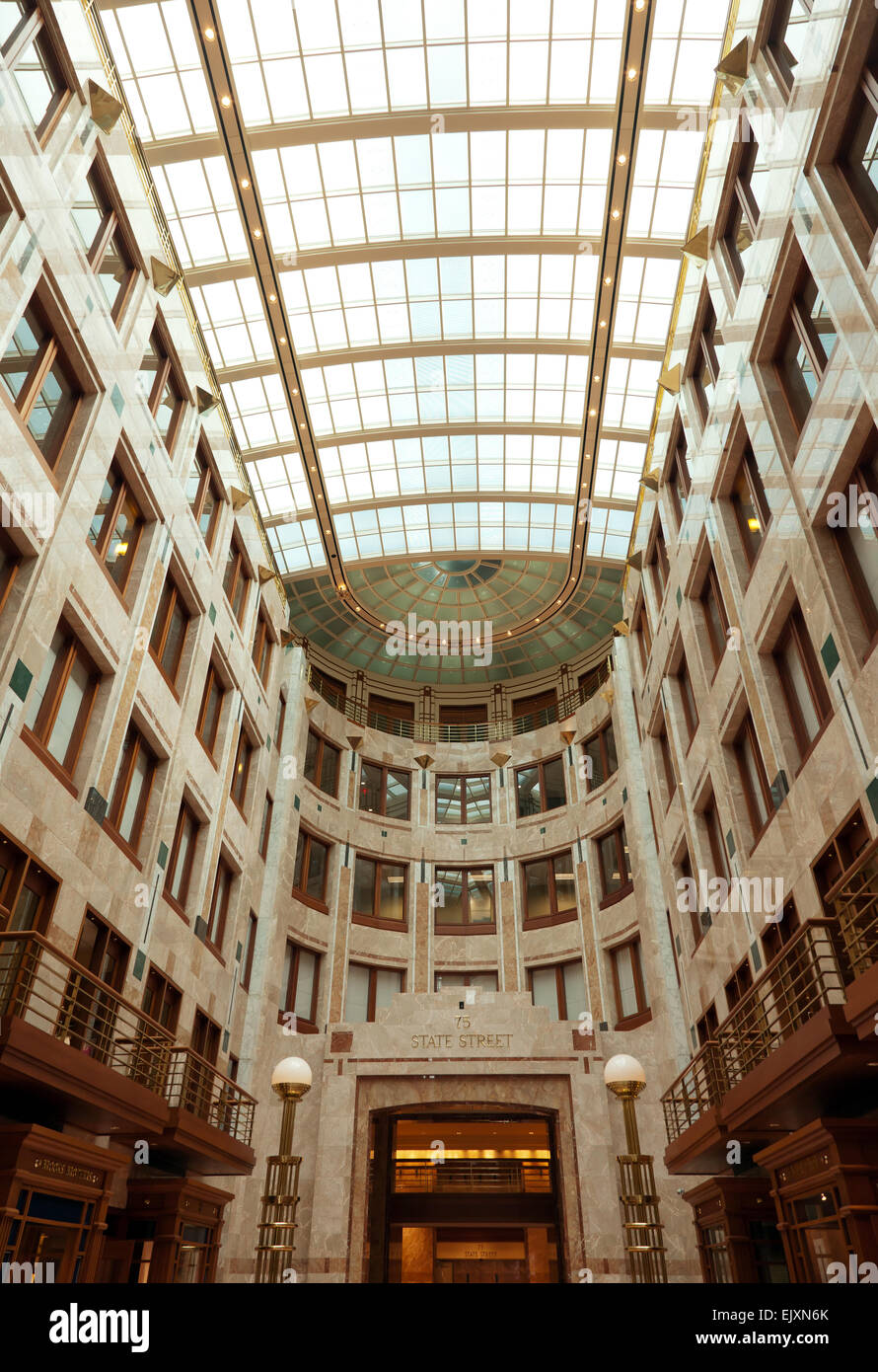 The art deco style atrium of 75 State Street, Boston Stock Photo - Alamy