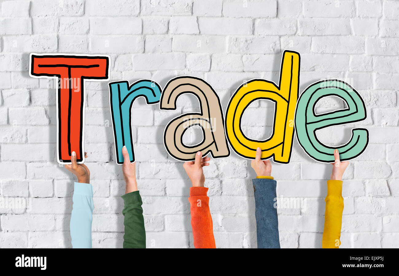 Group of Hands Holding Letter Trade Stock Photo Alamy