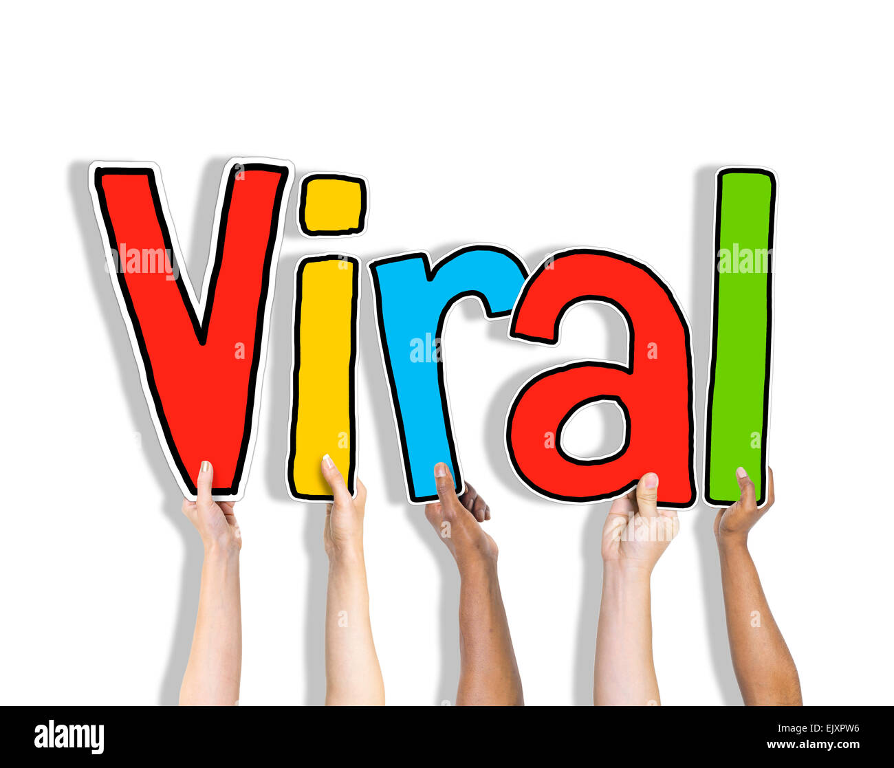 Group of Hands Holding Letter Viral Stock Photo - Alamy