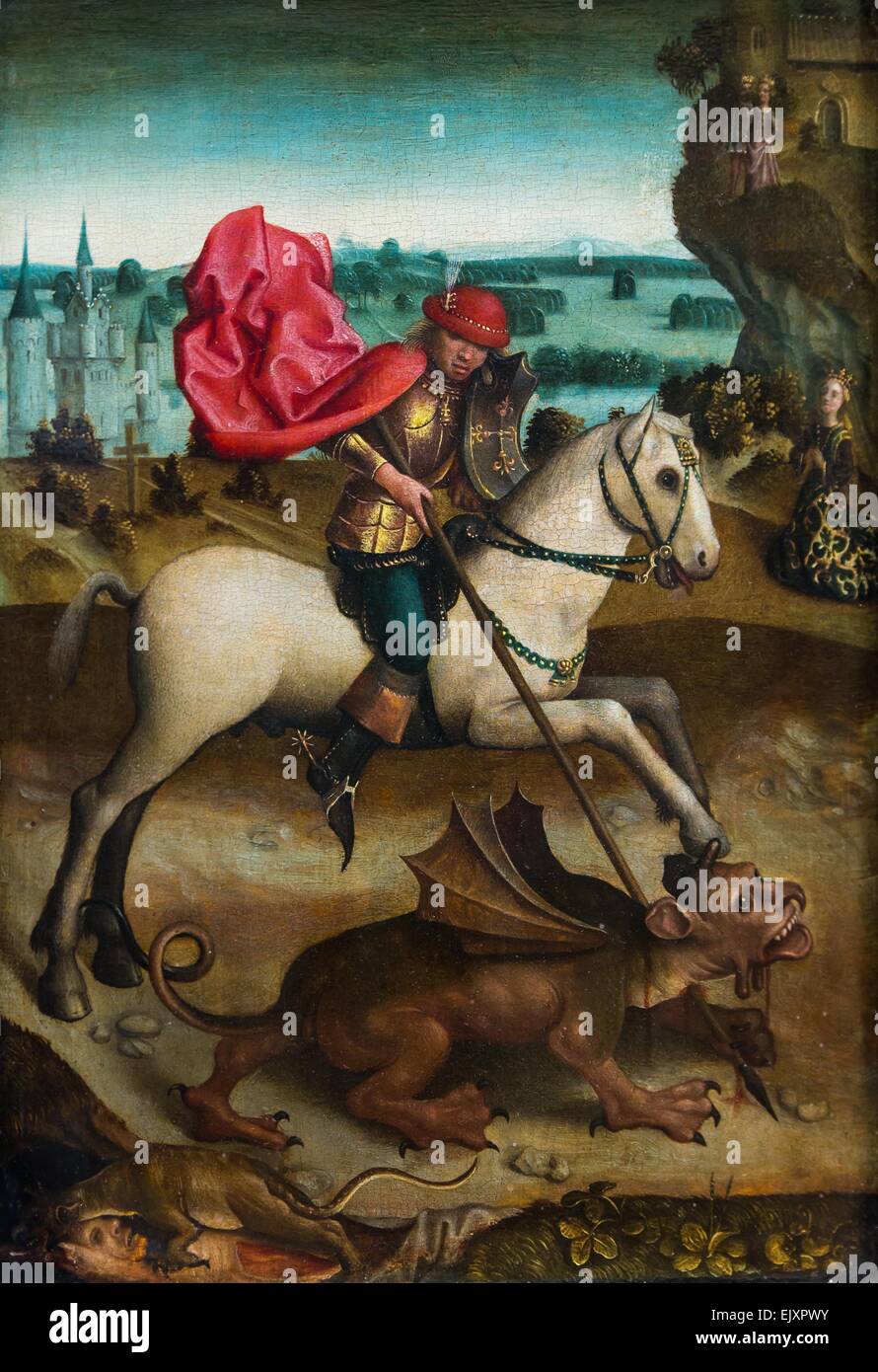 ActiveMuseum 0001946.jpg / Battle of St. George against the Dragon, late fifteen century, Upper Rhine - Unknown Painter 26/09/2013  -   / XVth century Collection / Active Museum Stock Photo