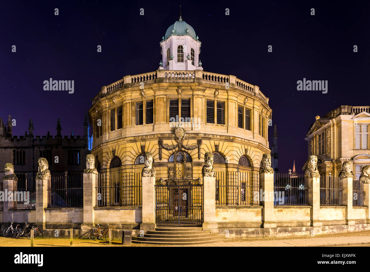 The Sheldonian Theatre is a building of Oxford University used for concerts and award ceremonies, designed by Christopher Wren Stock Photo