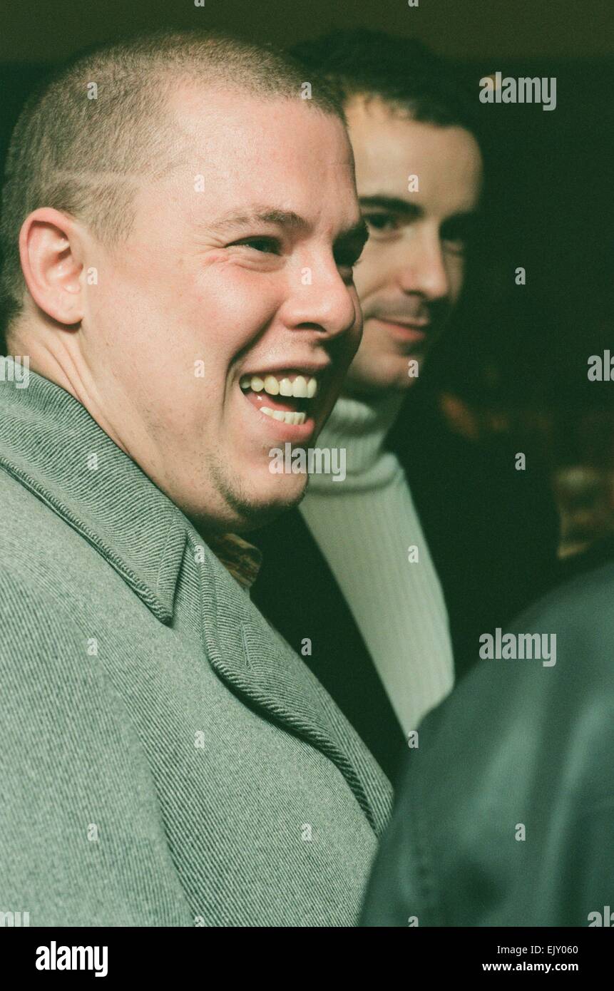 Designer Alexander McQueen (recently appointed at French couture house Givenchy), wearing jeans and trainers, attends the opening of new Valentino Fashion Store in Sloane Street Knightsbridge 21st October 1996. Stock Photo