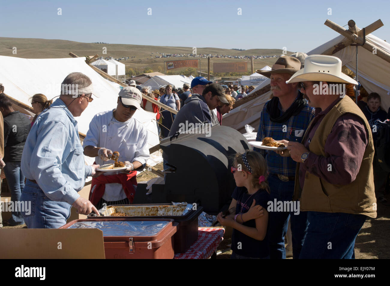Bison Roundup, Custer State Park, Black Hills, South Dakota, USA Stock