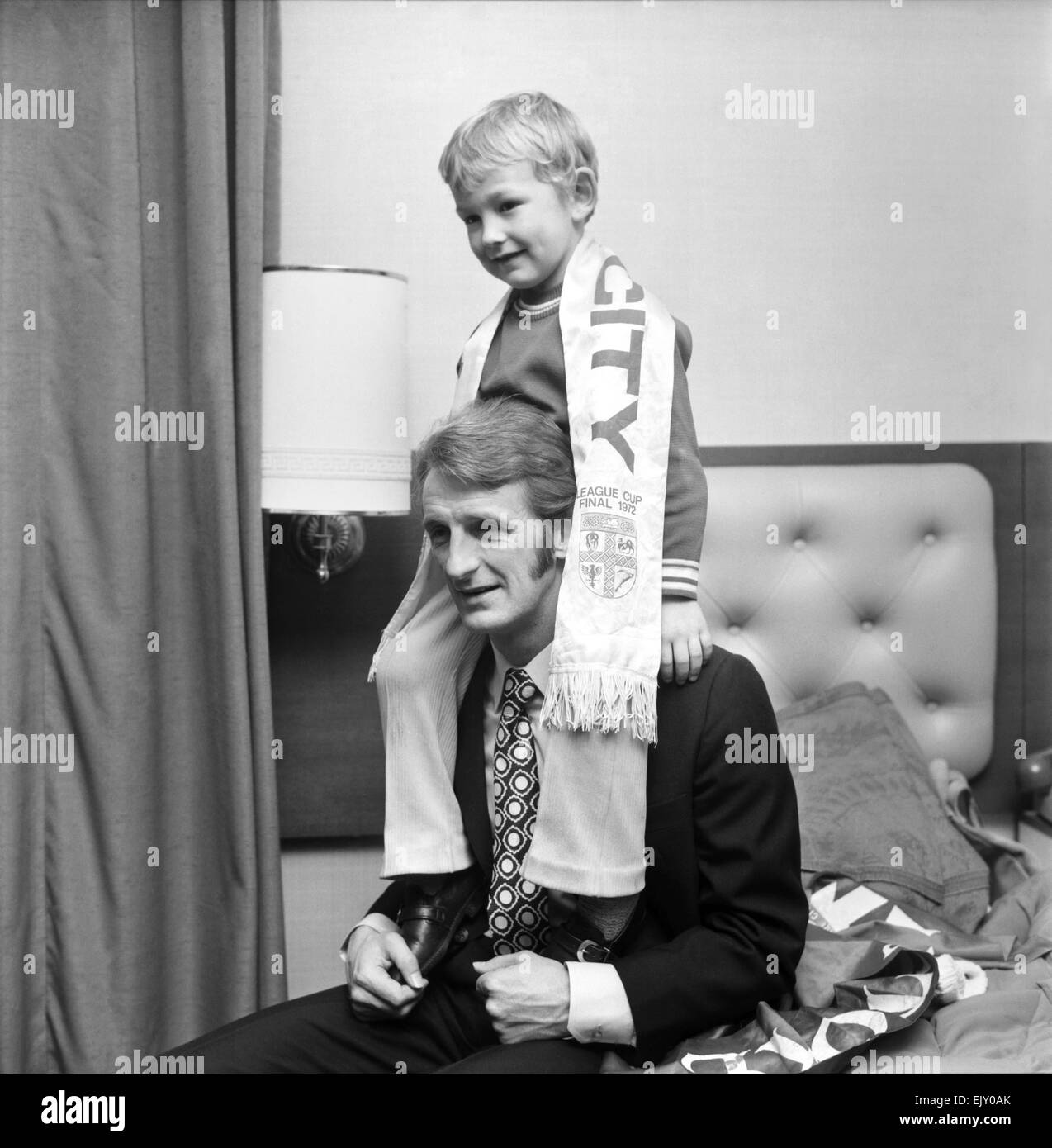 Stoke City players after winning the League Cup: George Eastham with his son. March 1972 72-3008-006 Stock Photo