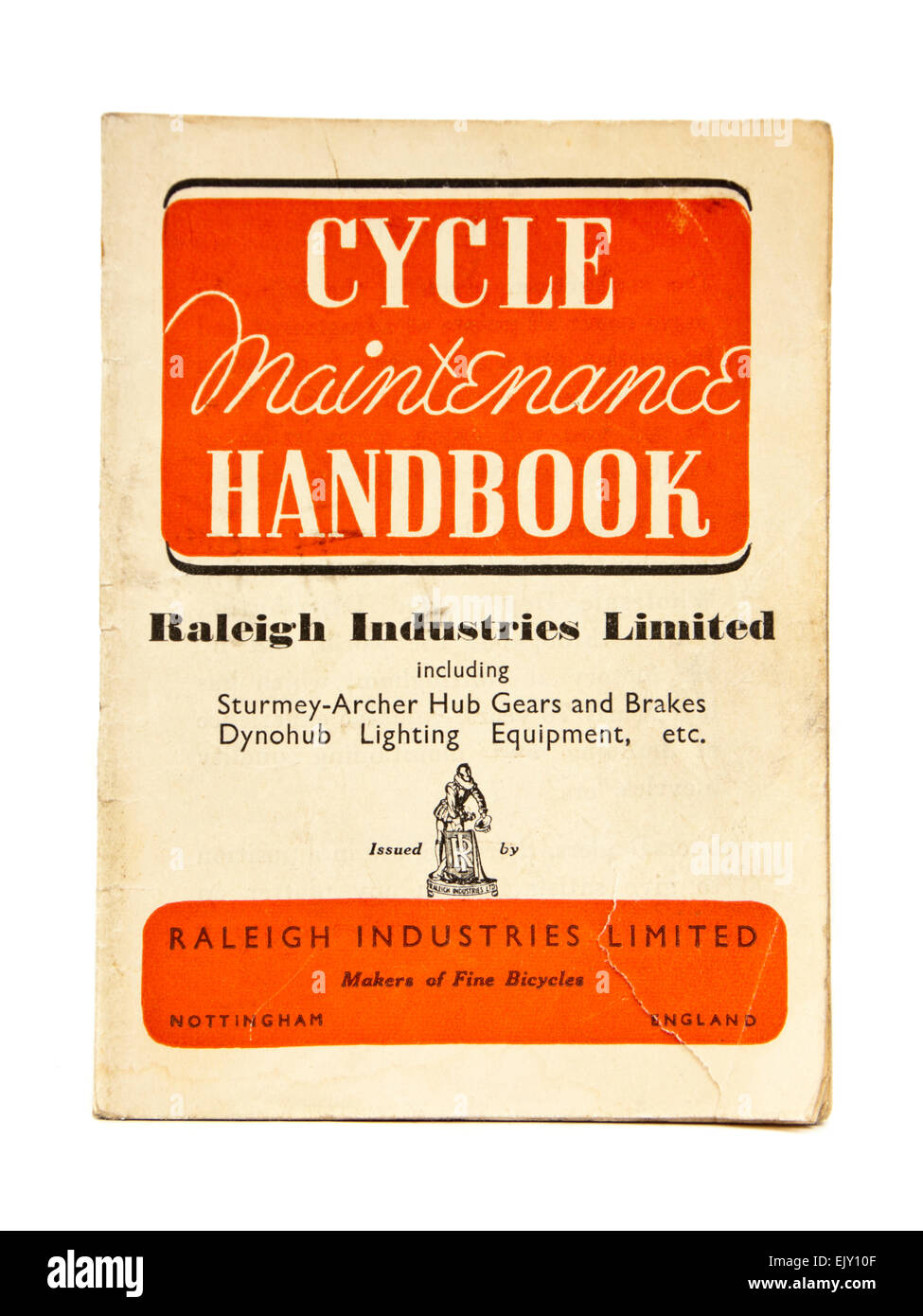 Vintage 1950's 'Cycle Maintenance Handbook' by Raleigh Industries Ltd, Nottingham, England Stock Photo