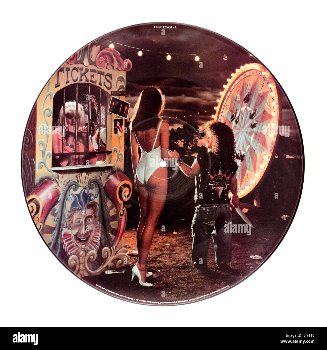 Vintage 12' Limited Edition vinyl picture disc 'Fly to the Angels' by the American rock band Slaughter. Stock Photo