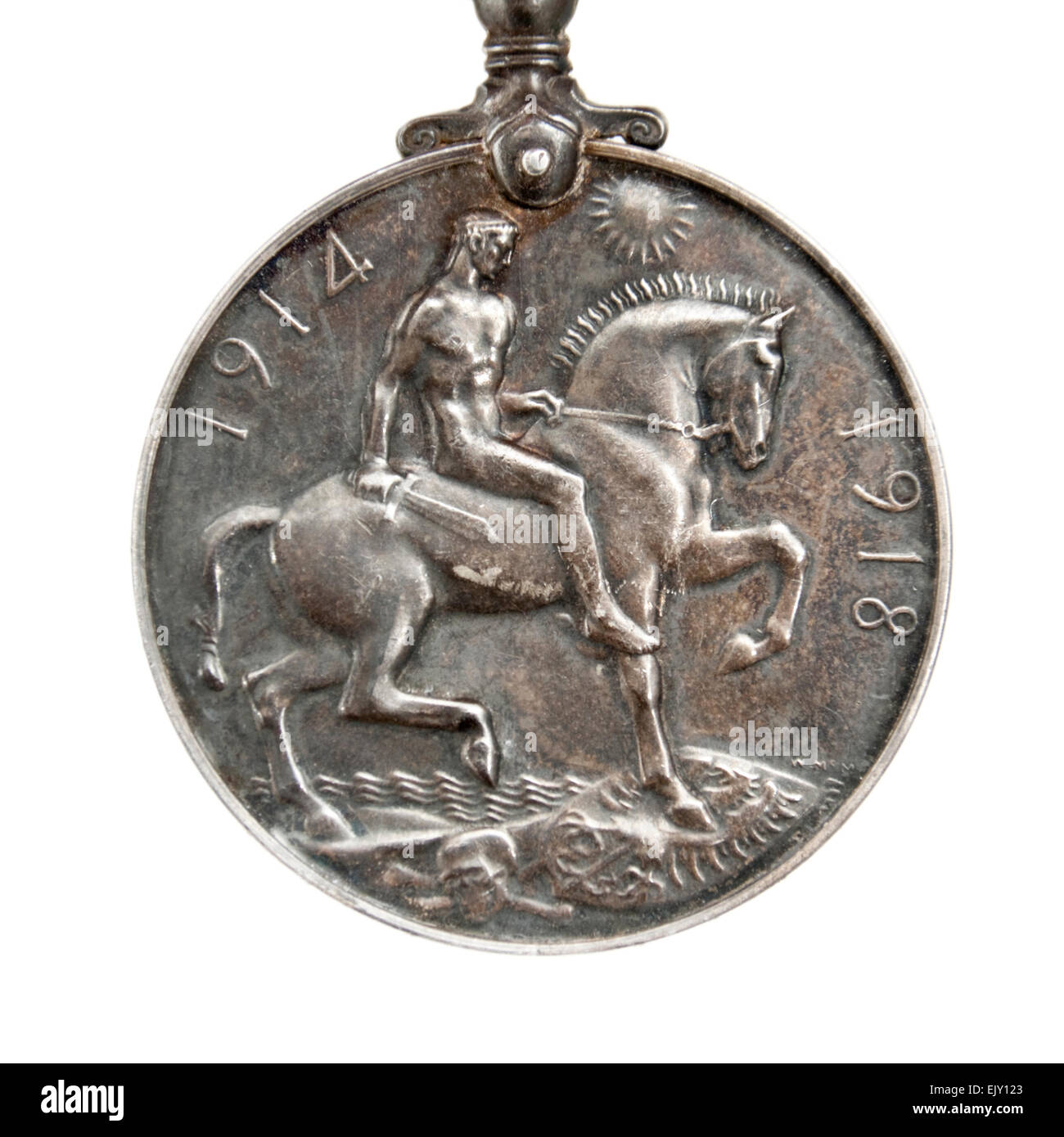 WW1 (1914-1918) British War Medal, awarded to Norman Burgoyne Youel of the Royal Navy. Stock Photo