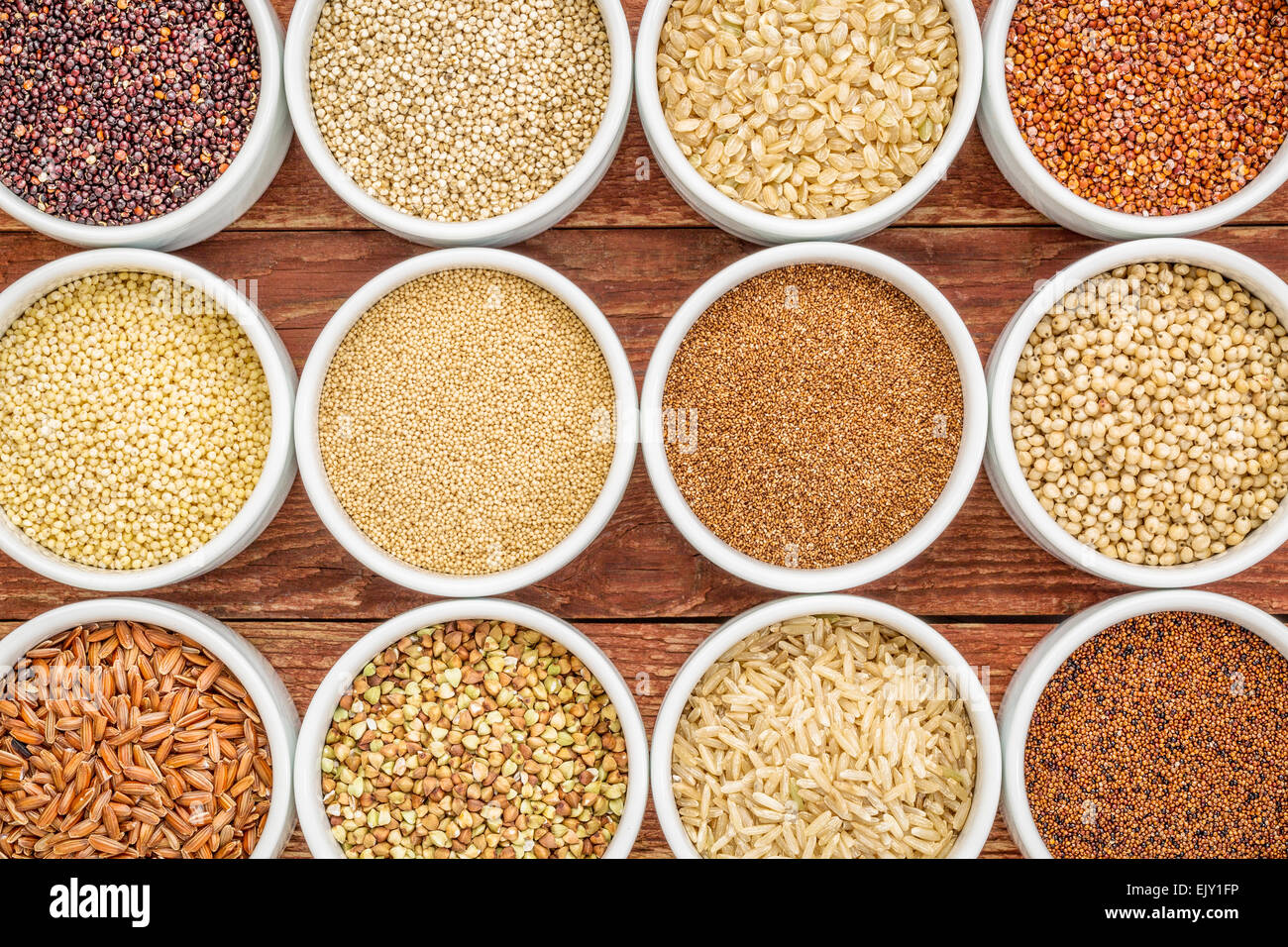 healthy, gluten free grains abstract (quinoa, brown rice, millet