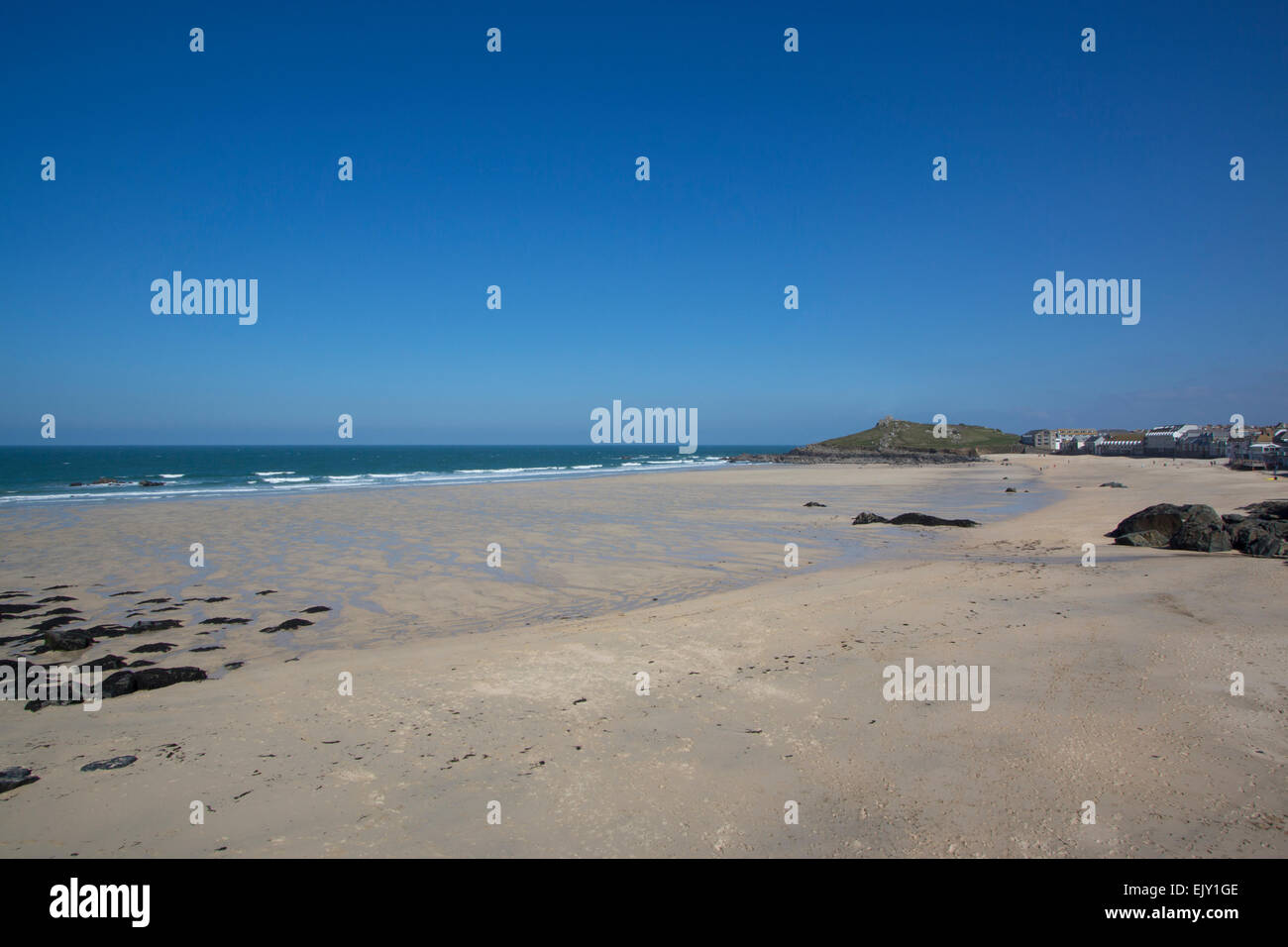 Beautiful clear blue skies over St Ives, Cornwall, England Stock Photo