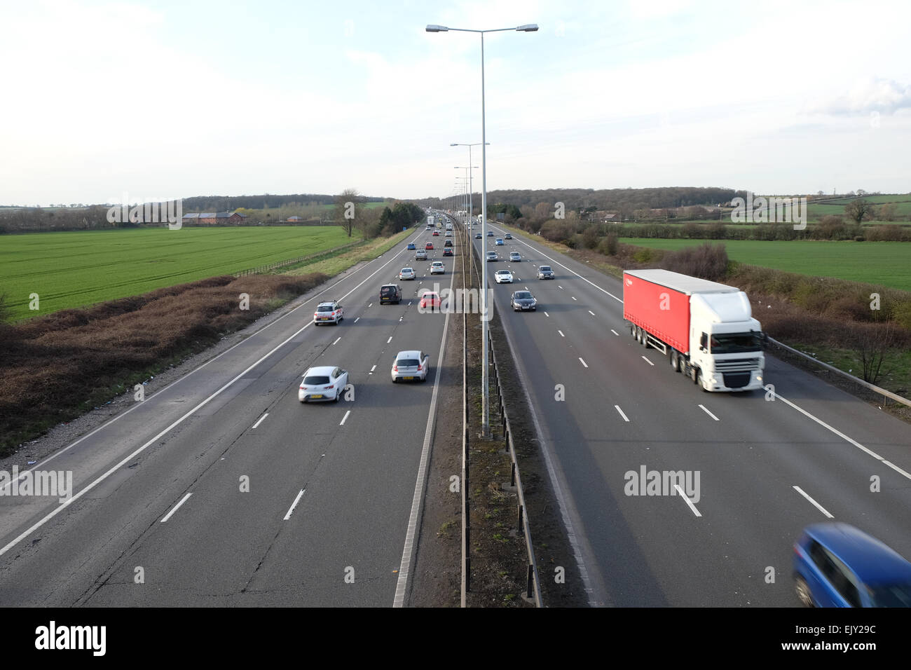 Heavy traffic on the m1 motorway between junctions 23-24 as people ...