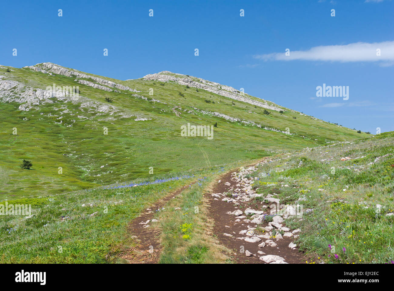 Chatyr-Dah mountainous massif in Crimea at spring season. Stock Photo