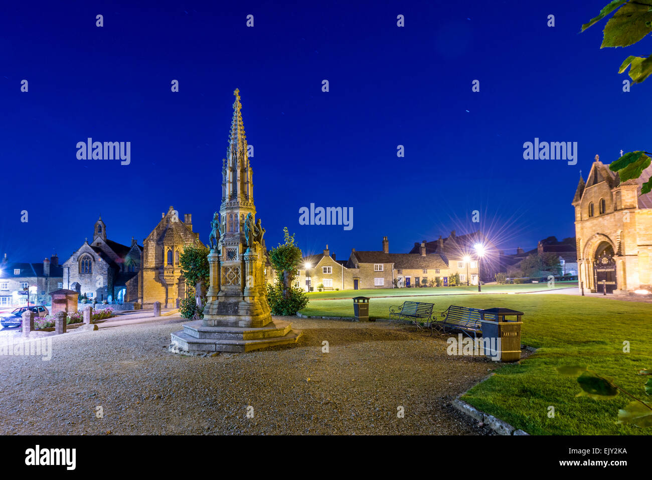 Sherborne Abbey, Dorset UK seen at night. Formally known as the Abbey Church of St Mary the Virgin. Stock Photo