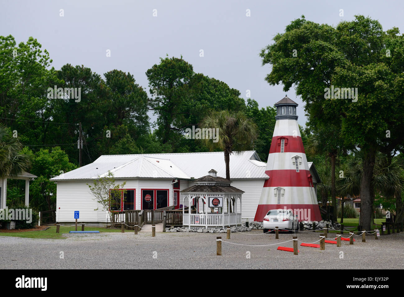 dauphin island lighthouse mobile bay alabama barrier island Katrina Cut Massacre Island RM USA Stock Photo