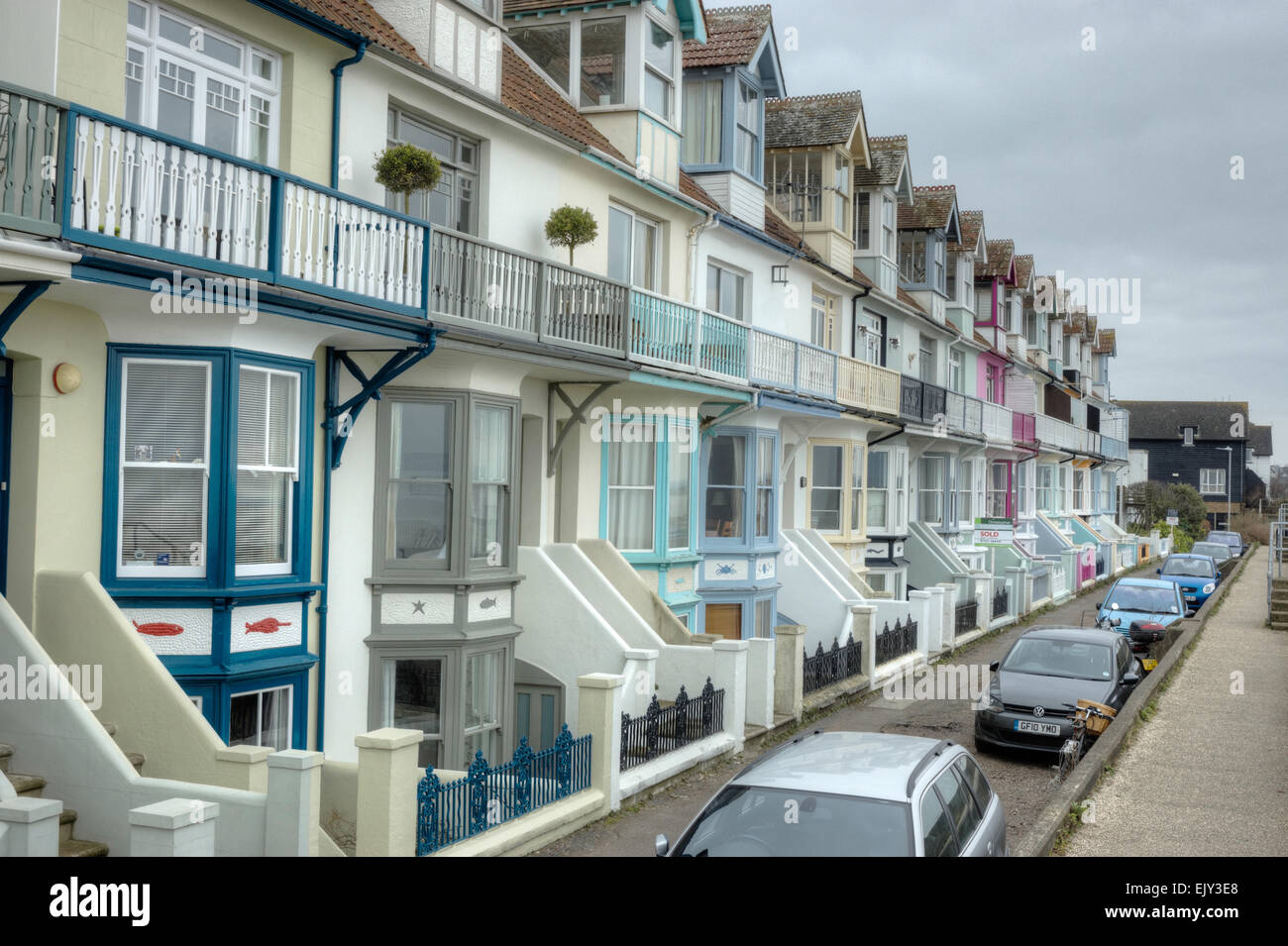 sea front houses,  Whitstable Kent    Victorian seaside terrace Stock Photo
