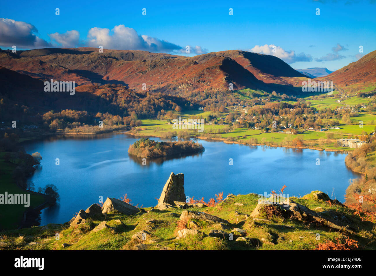 Grassmere in the Lake District National Park, captured from Loughrigg Fell. Stock Photo