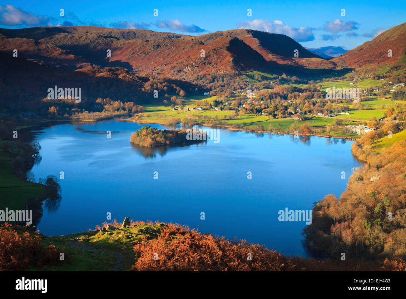 Grassmere in the Lake District National Park, captured from Loughrigg Fell. Stock Photo