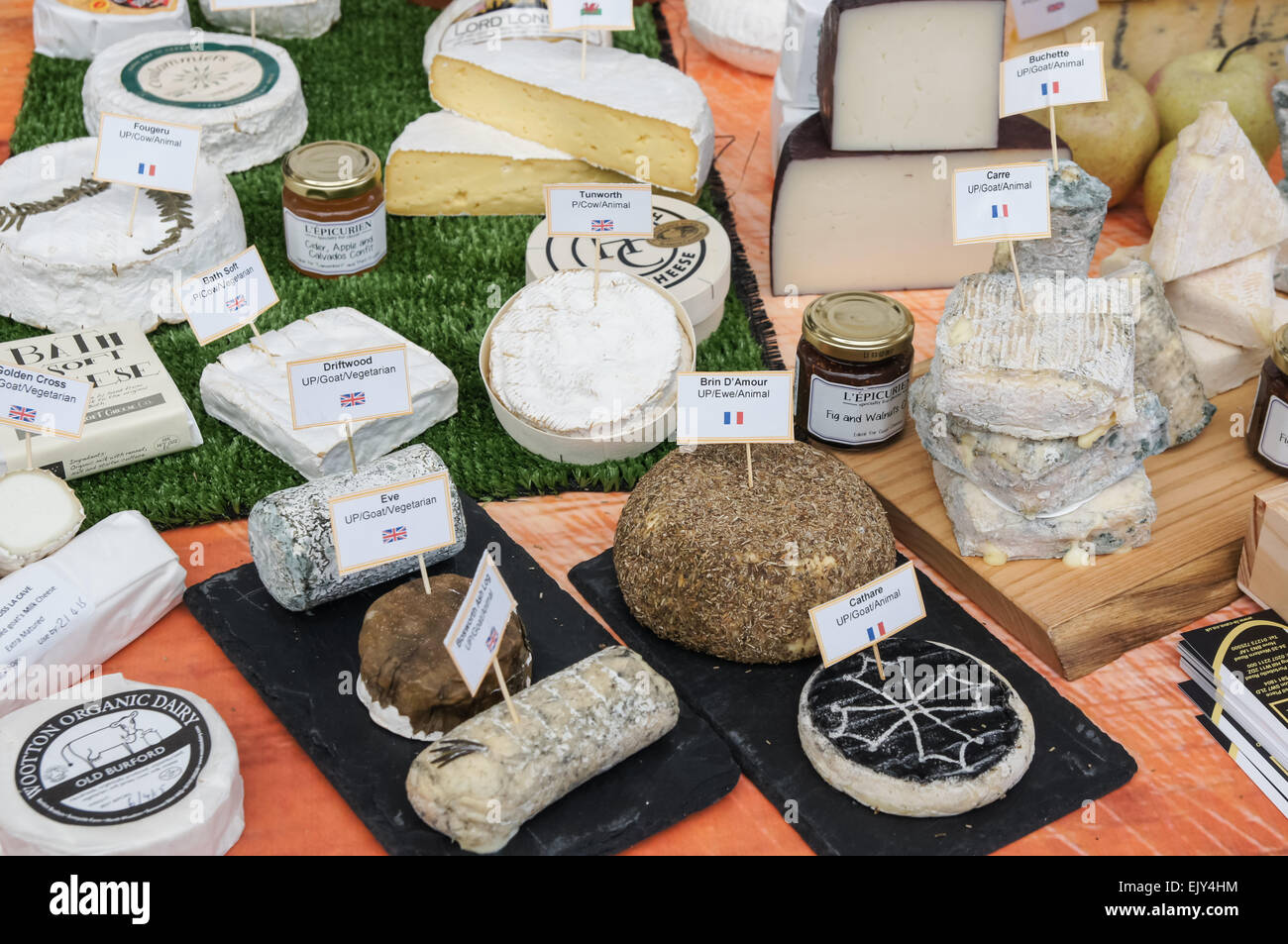 Cheese selection at the Cheese & Wine Festival, London England United