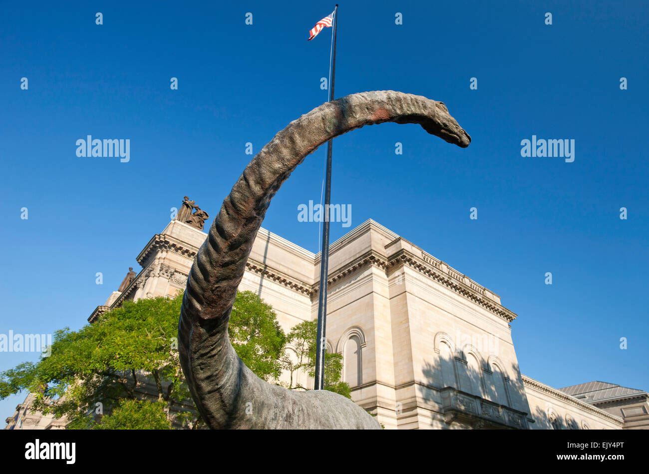 DIPLODOCUS DINOSAUR STATUE CARNEGIE MUSEUM OF NATURAL HISTORY (©LONGFELLOW ALDEN & HARLOW 1894