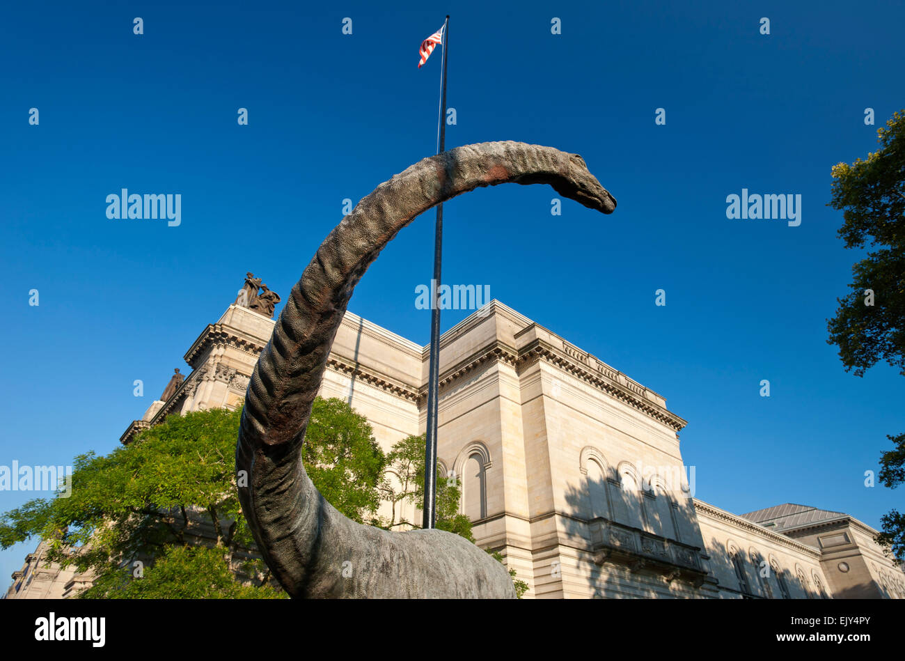 DIPLODOCUS DINOSAUR STATUE CARNEGIE MUSEUM OF NATURAL HISTORY (©LONGFELLOW ALDEN & HARLOW 1894