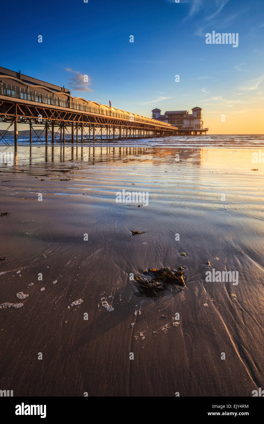 The pier at Weston-Super-Mare captured shortly before sunset. Stock Photo
