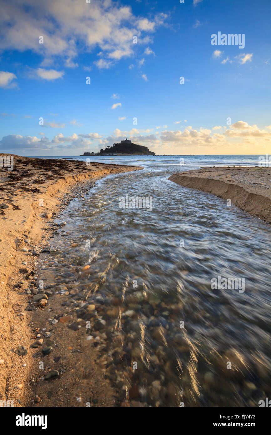 A river leading out towards St Michael's Mount in Cornwall. Stock Photo