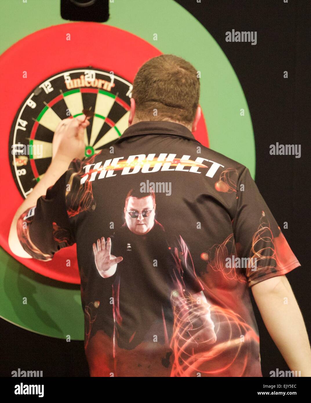 Manchester, UK. 2nd Apr, 2015. Betway Premier League Darts. Judgement Night.  The shirt of series debutant Stephen Bunting. Credit: Action Plus  Sports/Alamy Live News Stock Photo - Alamy