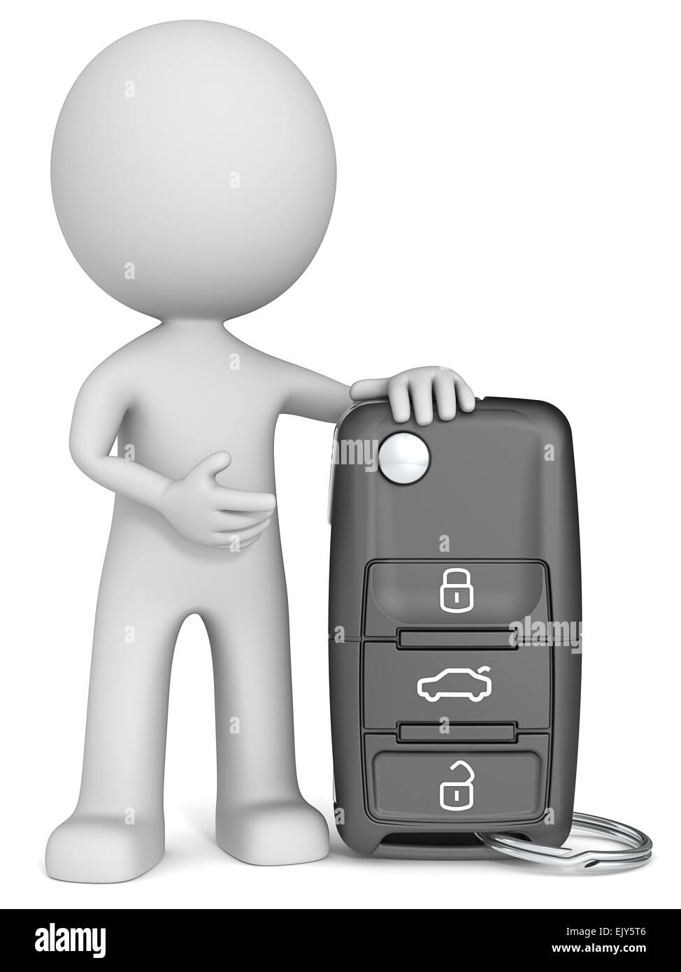 The dude 3D character holding Car Key Stock Photo - Alamy